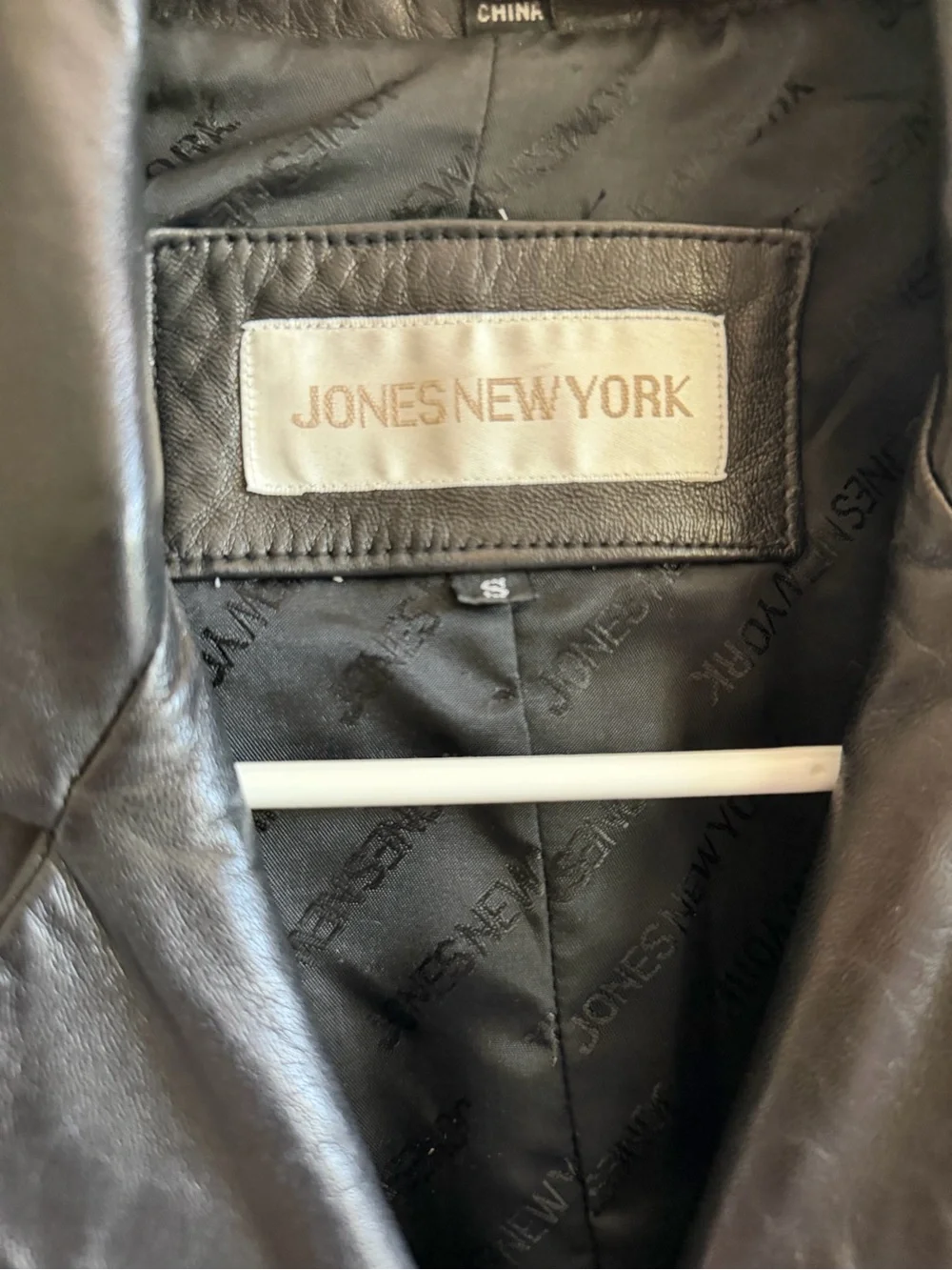 Jones New York Black Leather Long Coat size S